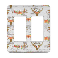 Floral Antler Rocker Style Light Switch Cover - Two Switch