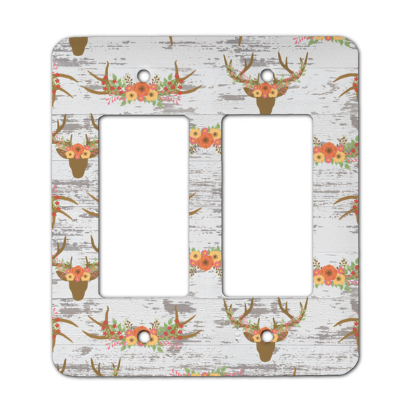 Custom Floral Antler Rocker Style Light Switch Cover - Two Switch