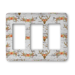 Floral Antler Rocker Style Light Switch Cover - Three Switch