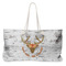 Floral Antler Large Rope Tote Bag - Front View