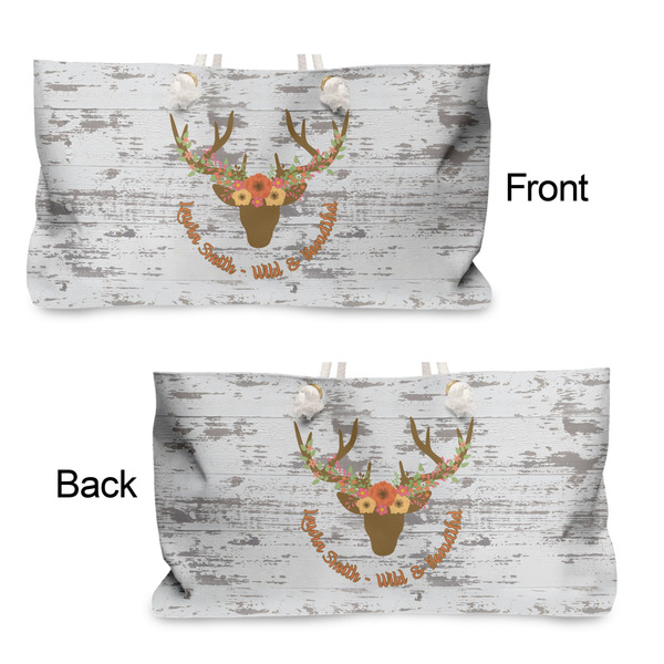 Floral Antler Large Rope Tote - From & Back View