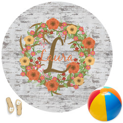 Floral Antler Round Beach Towel (Personalized)