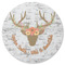 Floral Antler Round Rubber Backed Coaster (Personalized)