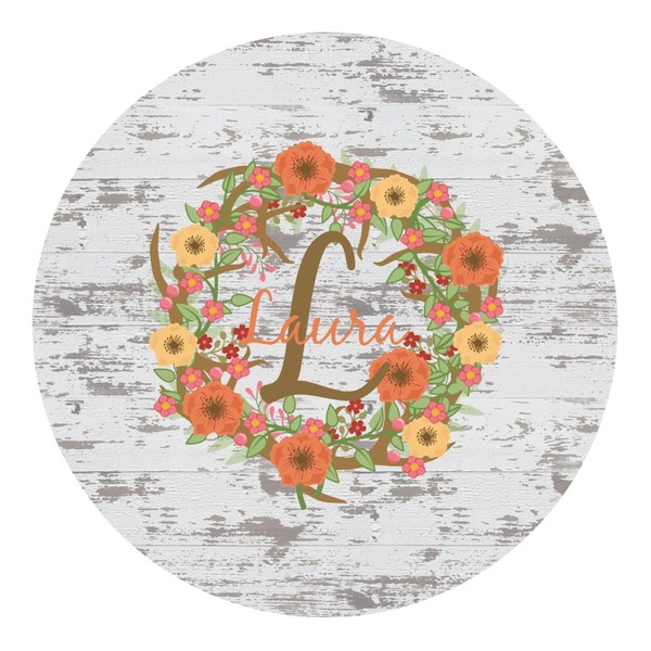 Custom Floral Antler Round Decal - Large (Personalized)