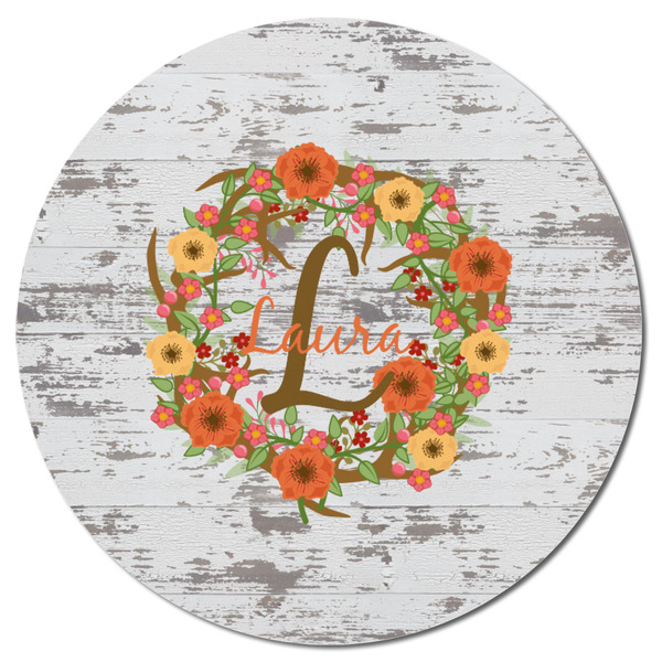 Floral Antler Round Fridge Magnet - FRONT
