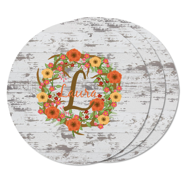 Floral Antler Round Fridge Magnet - THREE