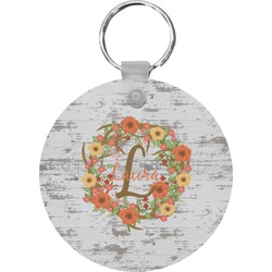 Floral Antler Round Plastic Keychain (Personalized)