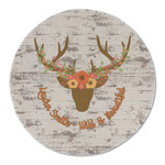 Floral Antler Round Linen Placemat (Personalized)