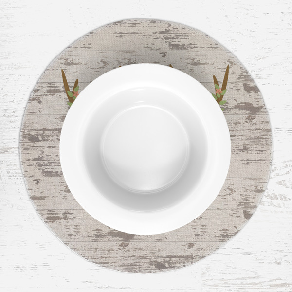 Floral Antler Round Linen Placemats - LIFESTYLE (single)