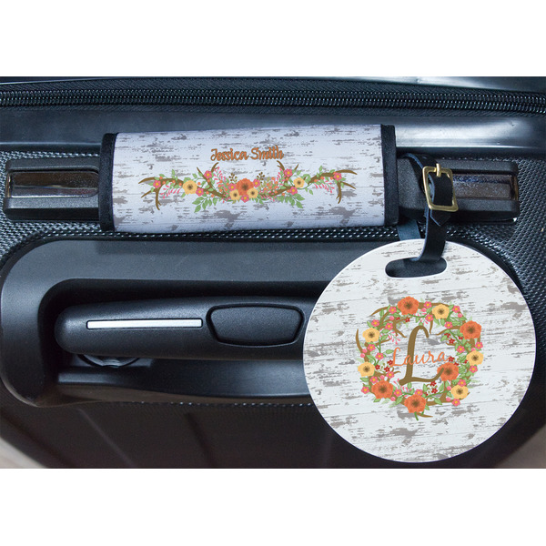 Floral Antler Round Luggage Tag & Handle Wrap - In Context