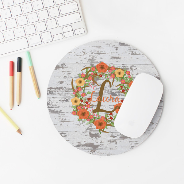 Floral Antler Round Mousepad - LIFESTYLE 2