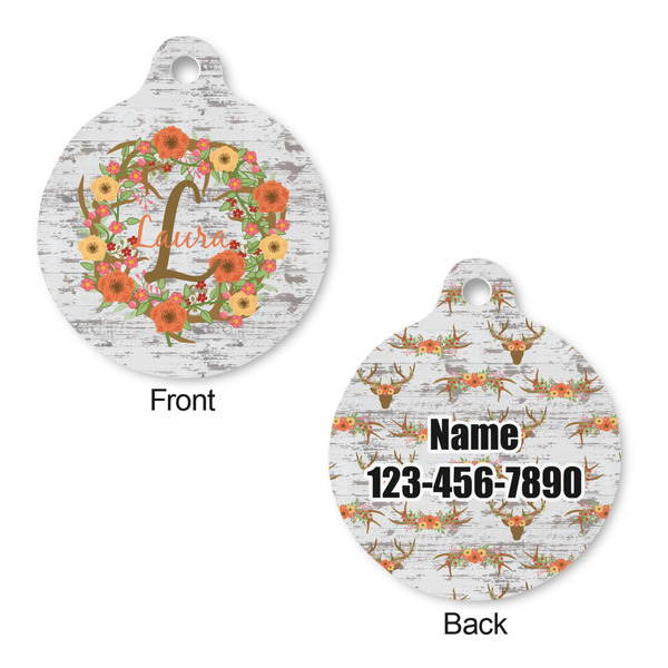 Floral Antler Round Pet ID Tag - Large - Approval