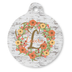 Floral Antler Round Pet ID Tag (Personalized)