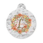 Floral Antler Round Pet ID Tag - Small (Personalized)