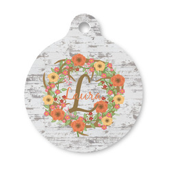 Floral Antler Round Pet ID Tag - Small (Personalized)