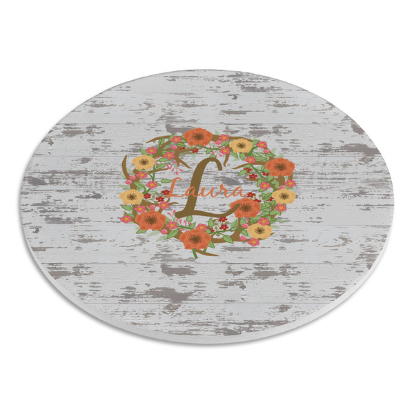 Floral Antler Round Stone Trivet - Angle View