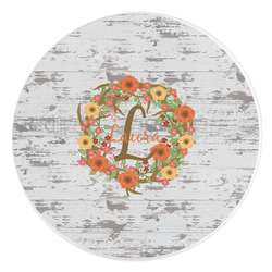 Floral Antler Round Stone Trivet (Personalized)