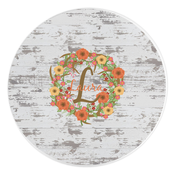 Custom Floral Antler Round Stone Trivet (Personalized)