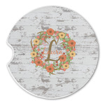 Floral Antler Sandstone Car Coaster - Single (Personalized)