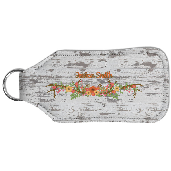 Floral Antler Sanitizer Holder Keychain - Large (Back)