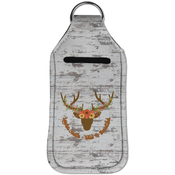 Floral Antler Sanitizer Holder Keychain - Large (Front)