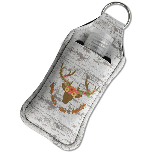 Floral Antler Sanitizer Holder Keychain - Large in Case