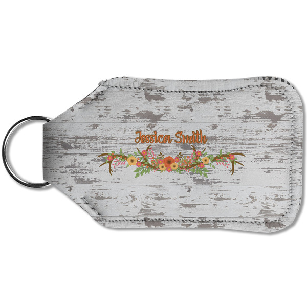 Floral Antler Sanitizer Holder Keychain - Small (Back)