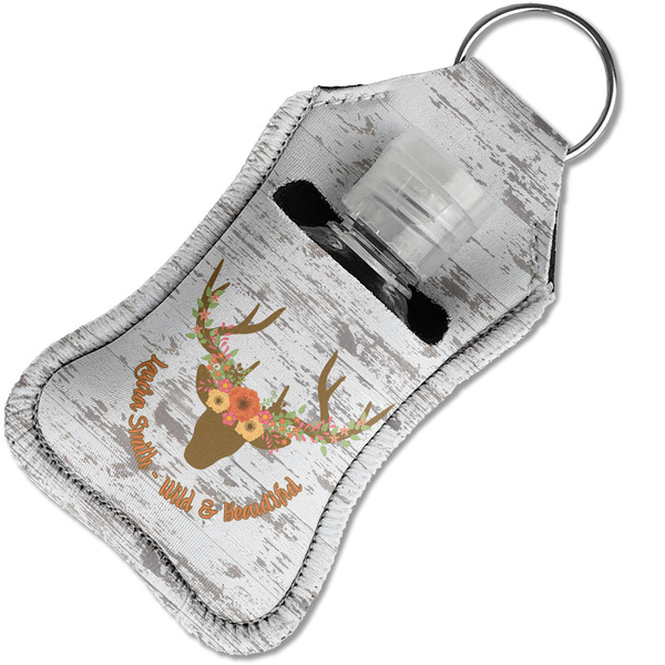 Floral Antler Sanitizer Holder Keychain - Small in Case