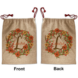 Floral Antler Santa Sack - Front & Back (Personalized)