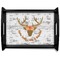 Floral Antler Black Wooden Tray - Large (Personalized)