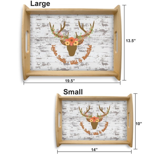 Floral Antler Serving Tray Wood Sizes