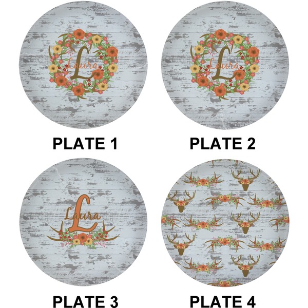 Floral Antler Set of Lunch / Dinner Plates (Approval)