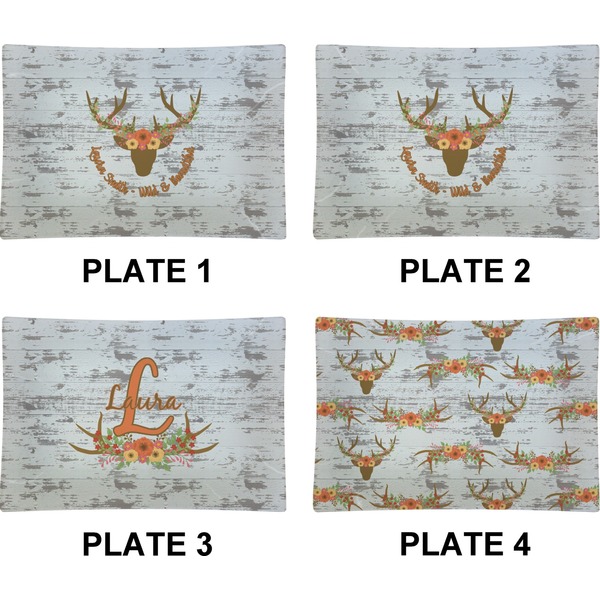 Floral Antler Set of Rectangular Appetizer / Dessert Plates (Approval)