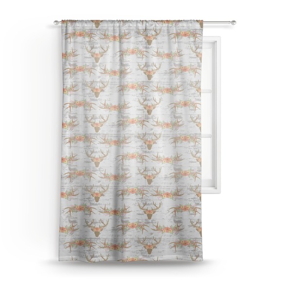 Custom Floral Antler Sheer Curtain