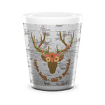 Floral Antler Ceramic Shot Glass - 1.5 oz - White - Set of 4 (Personalized)