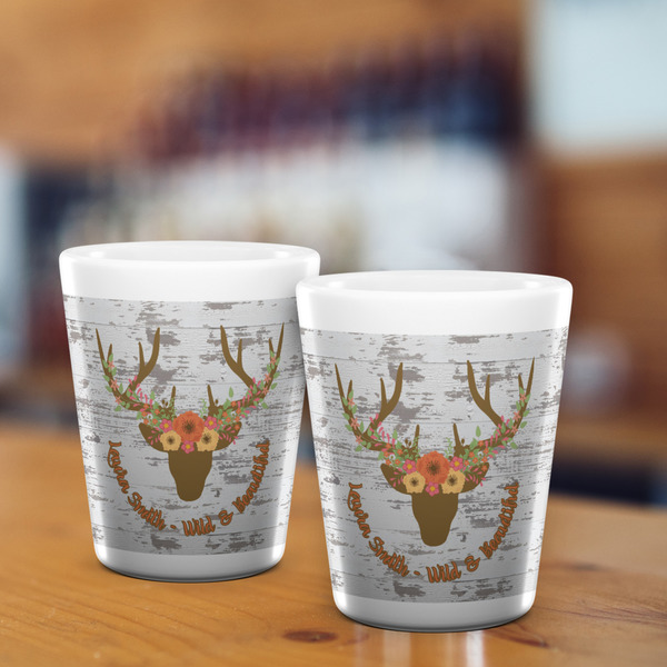 Floral Antler Shot Glass - White - LIFESTYLE