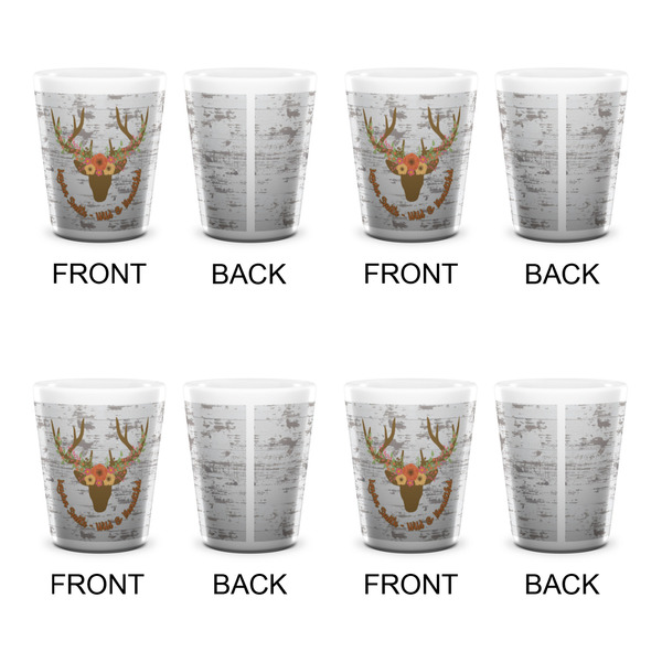 Floral Antler Shot Glass - White - Set of 4 - APPROVAL