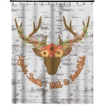 Floral Antler Extra Long Shower Curtain - 70"x84" (Personalized)