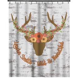 Floral Antler Extra Long Shower Curtain - 70"x84" (Personalized)
