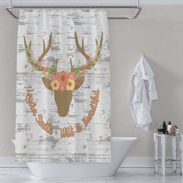 Floral Antler Shower Curtain Lifestyle