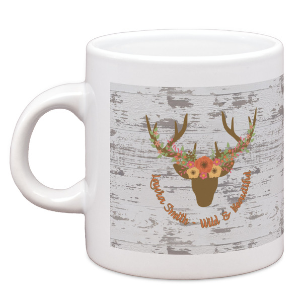 Custom Floral Antler Espresso Cup (Personalized)