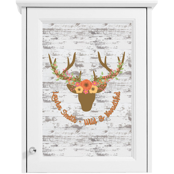 Floral Antler Single White Cabinet Decal