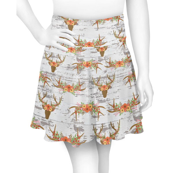 Custom Floral Antler Skater Skirt - Large