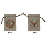 Floral Antler Small Burlap Gift Bag - Front & Back (Personalized)