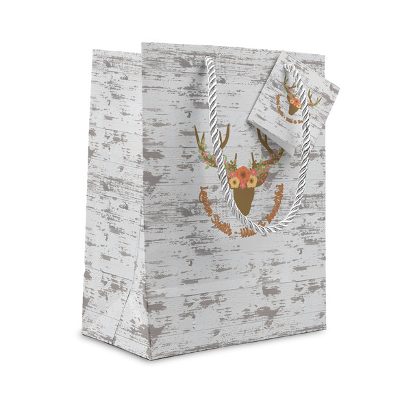 Custom Floral Antler Small Gift Bag (Personalized)