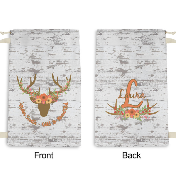 Floral Antler Small Laundry Bag - Front & Back View