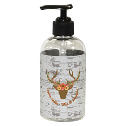 Floral Antler Plastic Soap / Lotion Dispenser (8 oz - Small - Black) (Personalized)