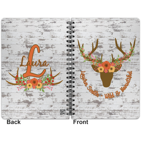 Floral Antler Spiral Journal 7 x 10 - Apvl