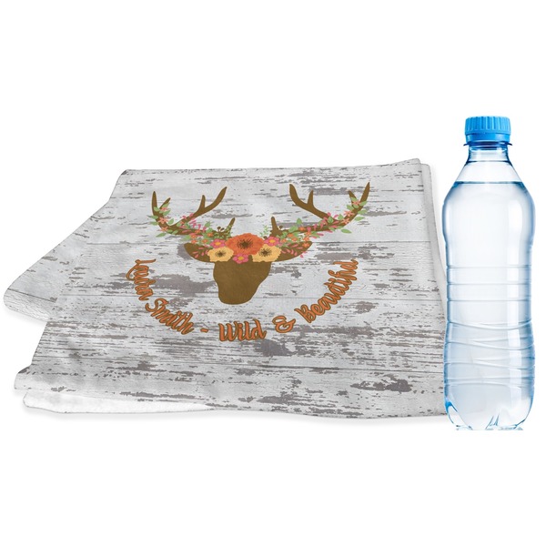 Custom Floral Antler Sports & Fitness Towel (Personalized)