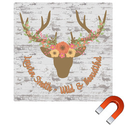 Floral Antler Square Car Magnet - 10" (Personalized)